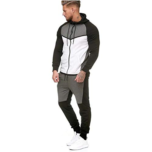 UMore Conjunto de Chándal de fútbol Deportivo con Capucha para Hombre Invierno, Cremallera Completa, Casual, para Correr,Gimnasio, chándal Sudadera con Capucha