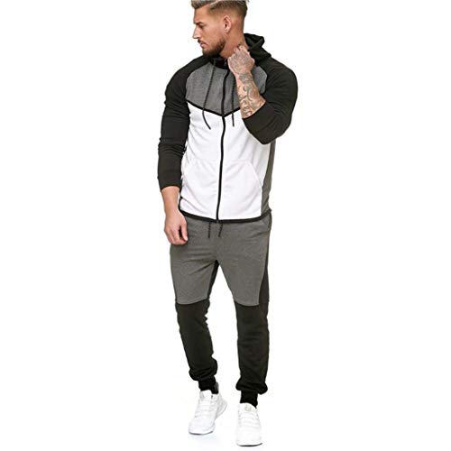 UMore Conjunto de Chándal de fútbol Deportivo con Capucha para Hombre Invierno, Cremallera Completa, Casual, para Correr,Gimnasio, chándal Sudadera con Capucha