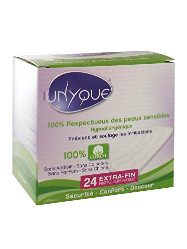 UNYQUE Protege Slips Diarios de Algodon Puro 100% con Bolsa – Previene y Reduce Irritaciones - Salvaslips Hipoalergénicos Suaves Ultrafinos – Apto Pieles Sensibles - 24 Unidades