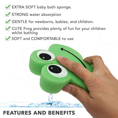 Upsy Daisy - Juego de 2 esponjas de baño de Freddy The Frog | Hecho de material seguro para niños, superabsorbente | Set de esponja de ducha para recién nacidos, bebés y niños pequeños