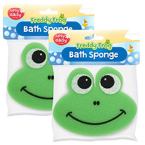 Upsy Daisy - Juego de 2 esponjas de baño de Freddy The Frog | Hecho de material seguro para niños, superabsorbente | Set de esponja de ducha para recién nacidos, bebés y niños pequeños