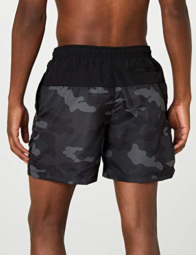 Urban Classics Block Swim Shorts Bañador de natación, Multicolor (Blk/Darkcamo), Large para Hombre