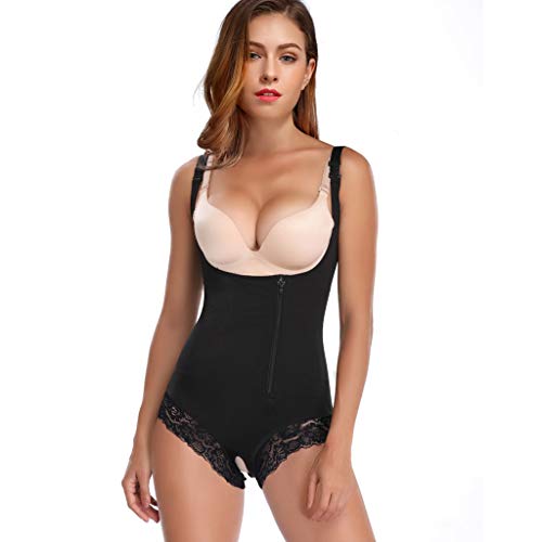 URIBAKY Fajas De Belleza Corporal Mujer Encaje Patchwork Sling Slimmer Corset Control Posparto Abdomen Levantar Caderas Ropa En Forma con Cremallera