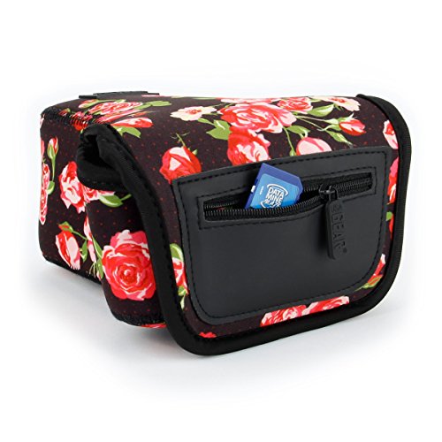 USA Gear Funda para Cámara DSLR con Protección de Neopreno, Presilla para Cinturón y Almacenamiento de Accesorios - Compatible con Nikon D3400, Canon EOS Rebel SL2, Pentax K-70 y más - Floral