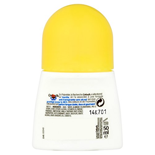 Ushuaïa - Déodorant Femme Bille Parfum Vanille De Polynésie Efficacité 48h - 50 ml