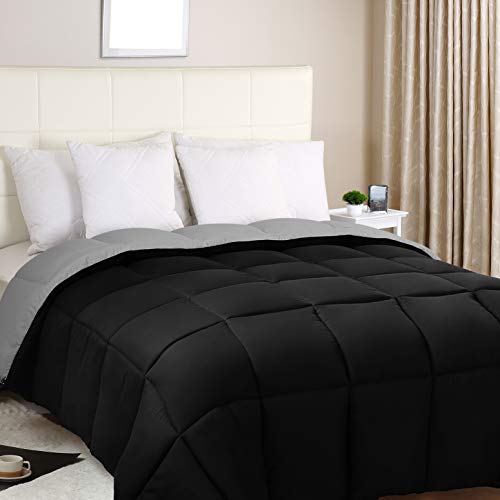 Utopia Bedding Edredón Nórdico - Edredón 300 gr/m²- (230 x 260cm) - Edredón Reversible Cama 180 (Bicolor) - Gris y Negro