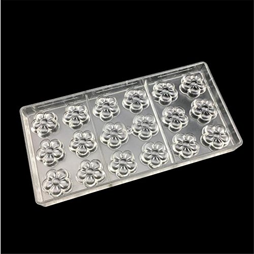 Vak Candy Jelly molde para Chocolate de policarbonato 21 cavidades Fancy Chocolate molde, hornear herramienta de flor de ciruelo PC bandeja de repostería cookware company – Molde de horno pa