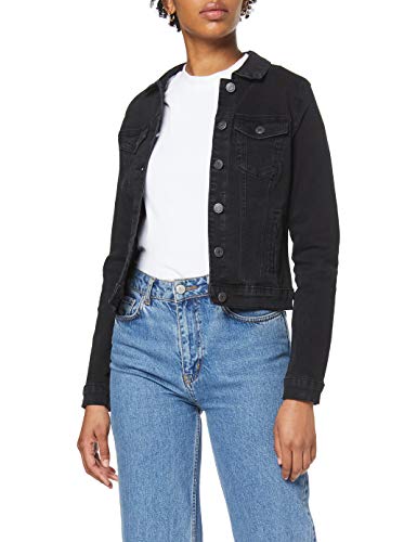 Vero Moda Vmhot SOYA LS Denim Jacket Mix Noos Chaqueta, Negro (Black Black), 38 (Talla del Fabricante: Small) para Mujer