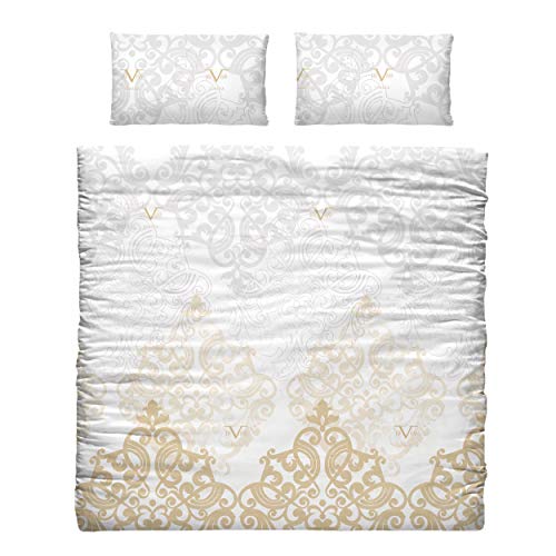 Versace 19v69 Funda Nórdico y Almohada para Cama, Algodón-Poliéster, Oro, 35x25x7 cm, 1 Unidad