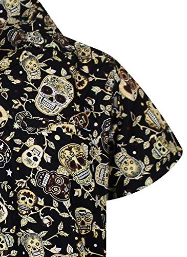 V.H.O. Funky Camisa Hawaiana, Skull, Sepia, L