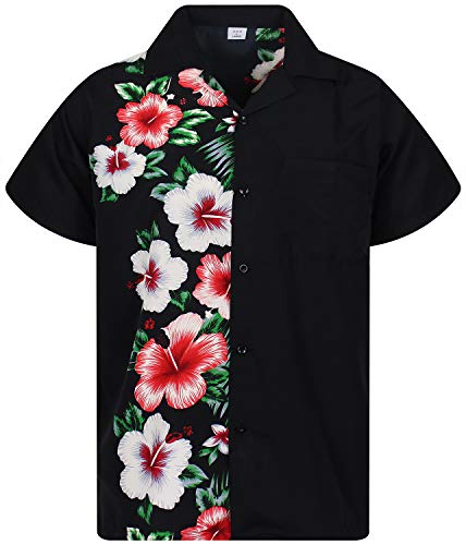 V.H.O. Funky Camisa Hawaiana, Wedding, Black, XL