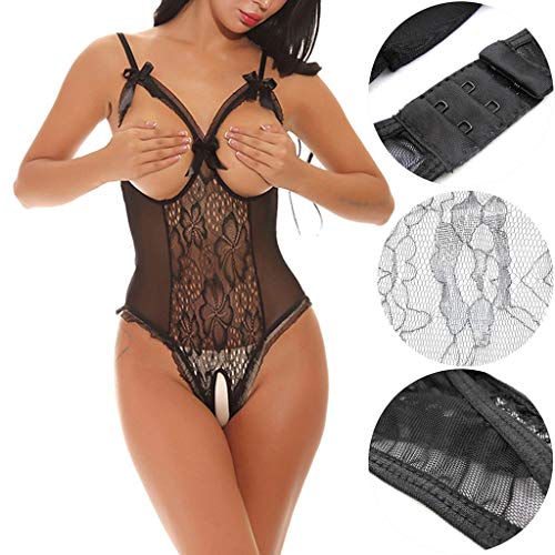 VicSec Picardía Erótica Entrepierna Abierta Bodysuit Pecho Desnudo Topless una Pieza sin Aros Ropa Interior Sexy Diseño Especial Noche Misteriosa Size XL