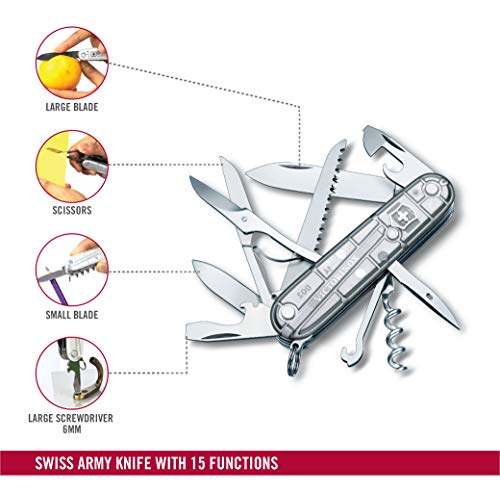 Victorinox V13713.T7 Navaja Medio, Argento, Huntsman SilverTech, Transparent Silber, Gris, M