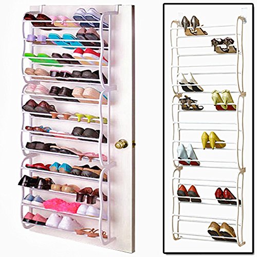 Vinteky®36 Pares Zapatero para Colgar de la Puerta Sobre La Puerta con 12 Niveles Estantes Ajustable Soporte Organizador De Almacenamiento