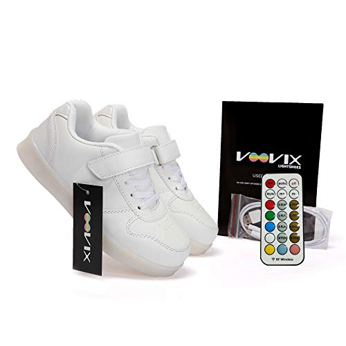 Voovix Kids Low-Top Led Light Up Shoes con Control Remoto Zapatos con Luces para niños y niñas(Blanco,EU29/CN29)