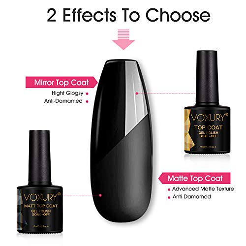 VOXURY Base y Top Coat y Matte Top Coat Semipermanente Esmalte Semipermanente de Uñas Gel UV LED Color 3pcs Kit de Manicura Soak off 10ml