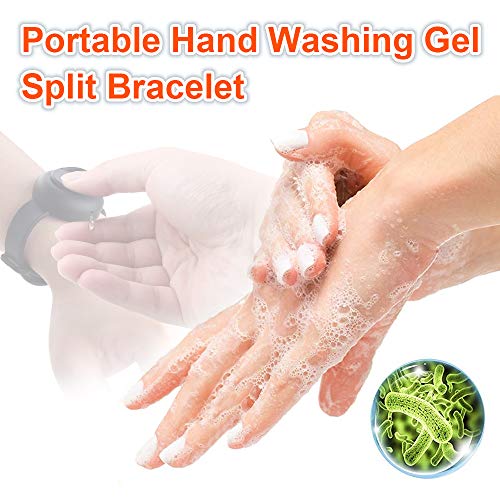 VZATT Pulsera Dispensadora, Silicone Bracelet Portable Wearable Refillable Soap Liquid Handwash Gel Dispenser for School Outdoor Travel Daily Hand Washing