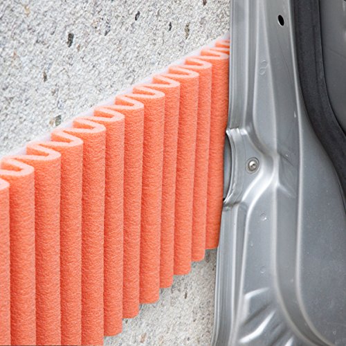 Wall Bumper Leggero Design | Parachoques de garaje para proteger las puertas del automóvil | Juego de 2 tiras adhesivas amortiguadoras, repelentes al agua | Cada ≈ 17 cm x 1.35 m. Color naranja