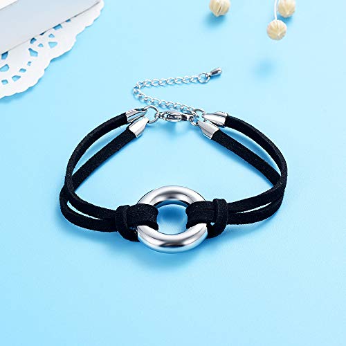 WANZIJING Círculo de la Vida cremación joyería de Las Cenizas de un ser Querido, Cuero Memorial urna del Recuerdo de la Mujer Pulsera de Hombre Brazalete