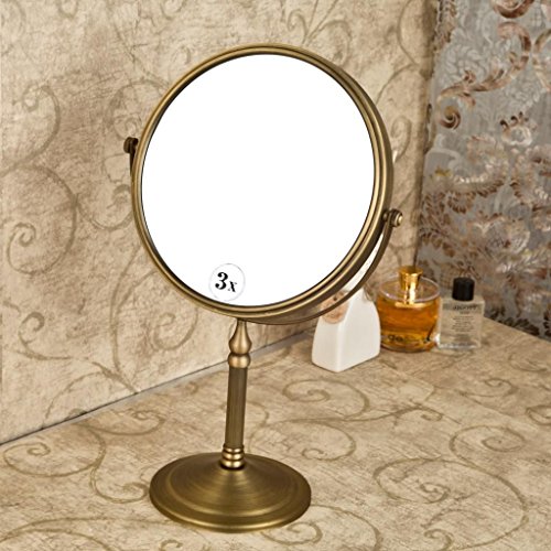 Weare Home - Espejo redondo para salón o baño (latón y cobre, tallado, estilo rústico)