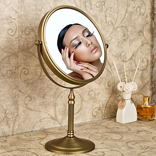 Weare Home - Espejo redondo para salón o baño (latón y cobre, tallado, estilo rústico)