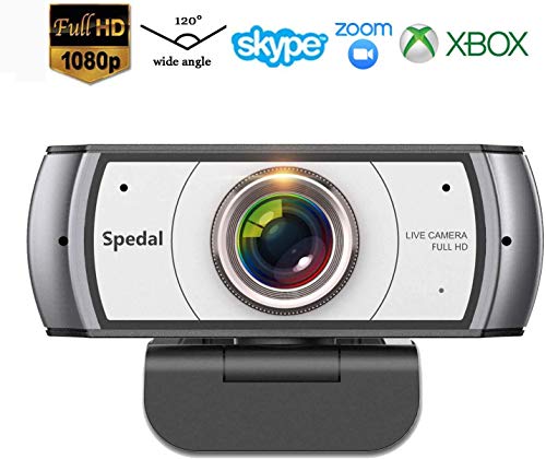 Webcam 120° Gran Angular Full HD 1080P Cámara Web Compatible con Skype,Xbox, Twitch,Youtube, Facebook Webcam de USB Plug and Play