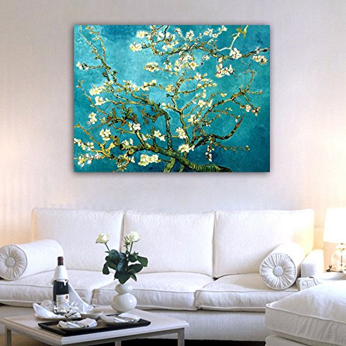 Wieco Art Giclée Impresión de Lienzo de Van Gogh pinturas al óleo de almendro en flor moderna lienzo para decoración de la pared y decoración para el hogar, 48x36inch