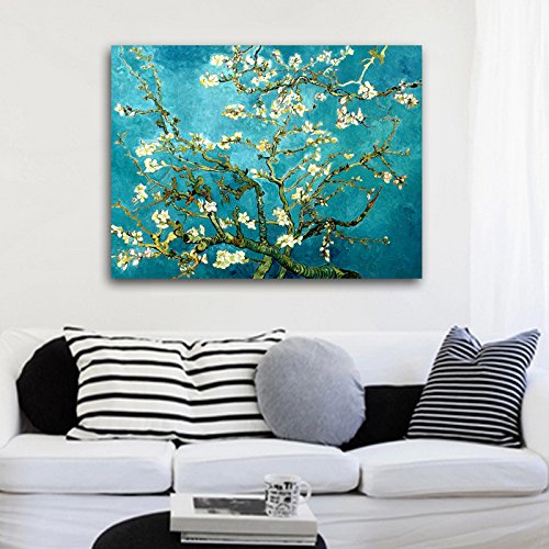 Wieco Art Giclée Impresión de Lienzo de Van Gogh pinturas al óleo de almendro en flor moderna lienzo para decoración de la pared y decoración para el hogar, 48x36inch