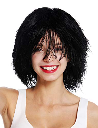 WIG ME UP- MMSLW-K01 Peluca de Mujer Hombre Carnaval despeinada despeluznada como Paja voluminosa Duende Payaso Color Negro