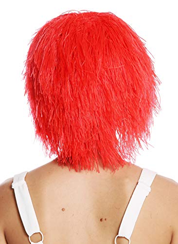 WIG ME UP- MMSLW-K120B Peluca de Mujer Hombre Carnaval despeinada despeluznada como Paja voluminosa Duende Payaso Color Rojo Fuego