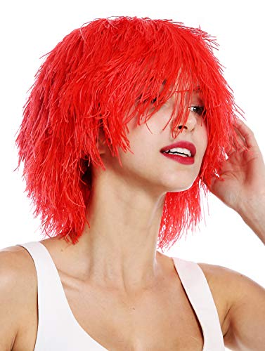 WIG ME UP- MMSLW-K120B Peluca de Mujer Hombre Carnaval despeinada despeluznada como Paja voluminosa Duende Payaso Color Rojo Fuego