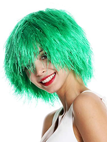 WIG ME UP- MMSLW-K427 Peluca de Mujer Hombre Carnaval despeinada despeluznada como Paja voluminosa Duende Payaso Color Verde