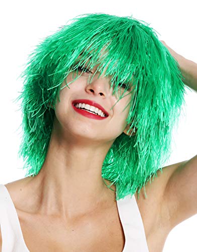 WIG ME UP- MMSLW-K427 Peluca de Mujer Hombre Carnaval despeinada despeluznada como Paja voluminosa Duende Payaso Color Verde