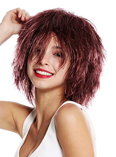 WIG ME UP- MMSLW-KF938 Peluca de Mujer Hombre Carnaval despeinada despeluznada como Paja voluminosa Duende Payaso Color Rojo Vino