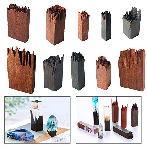 Woohome 51 Pz Molde Silicona Resina Ebano Sándalo Rota, 10 Pz Broken Wooden Resin para Madera Resina Epoxi Colgante Hecho a Mano Collar Joyería Paisaje Bosque Molde de Resina