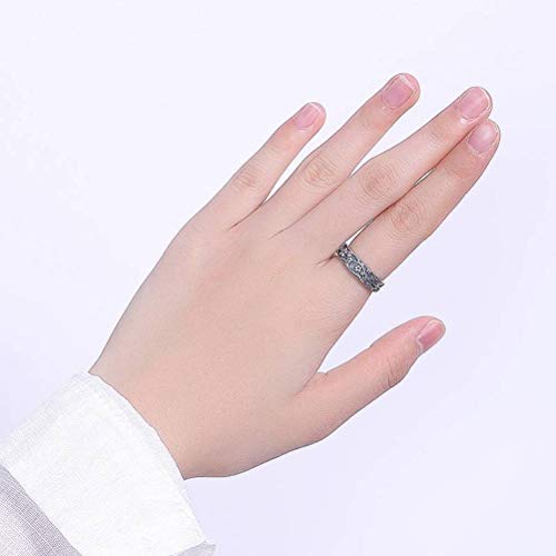 WOZUIMEI Anillo de Estilo Chino Joyería S925 Plata Pura Retro Apenado Flor de Ciruelo Apertura Personalidad Femenina Simple Partido Todo Anillo de PlataApertura ajustable