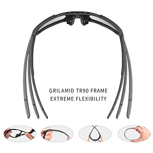 X-TIGER Gafas Ciclismo CE Certificación Polarizadas con 5 Lentes Intercambiables UV 400 Gafas,Corriendo,Moto MTB Bicicleta,Camping y Actividades al Aire Libre para Hombres y Mujeres TR-90 (JPC03-5)