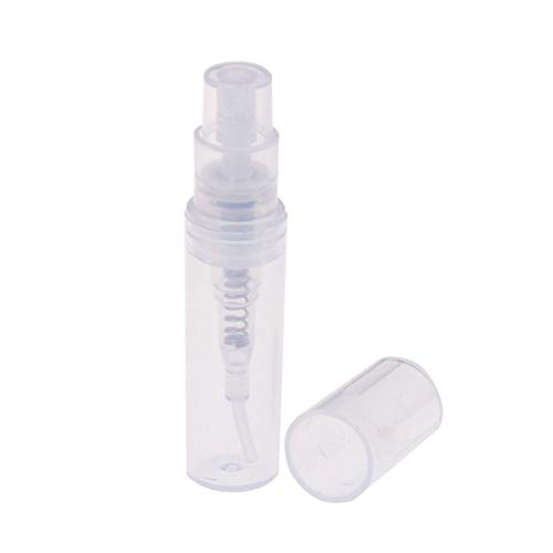 XIAOFANG Mini Transparente 2 ML Botella del Aerosol de plástico del Aerosol de Perfume vacía Botellas de Muestra Adecuado for Viajes Partido 60Pcs (Color : White, Material : Plastic)