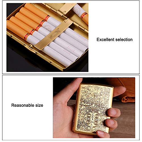 XIAOXIAO Caja de Cigarrillos Estuche para Cigarrillos de Cobre de 12 Piezas Estuche para Cigarrillos de Metal con Personalidad Creativa para Hombres, Ligero y portátil, Que se Puede Usar como Regalo