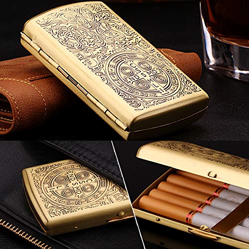 XIAOXIAO Caja de Cigarrillos Estuche para Cigarrillos de Cobre de 12 Piezas Estuche para Cigarrillos de Metal con Personalidad Creativa para Hombres, Ligero y portátil, Que se Puede Usar como Regalo