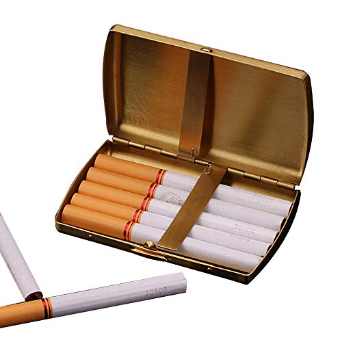 XIAOXIAO Caja de Cigarrillos Estuche para Cigarrillos de Cobre de 12 Piezas Estuche para Cigarrillos de Metal con Personalidad Creativa para Hombres, Ligero y portátil, Que se Puede Usar como Regalo