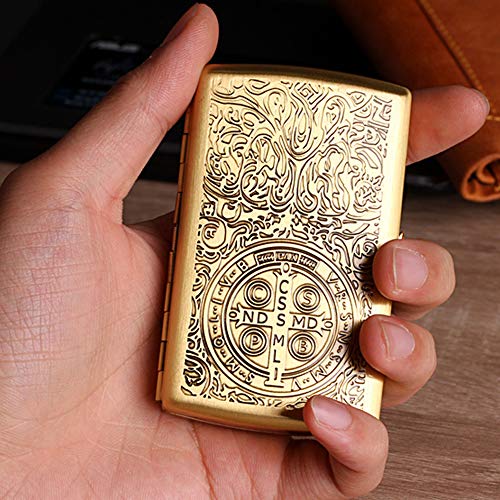 XIAOXIAO Caja de Cigarrillos Estuche para Cigarrillos de Cobre de 12 Piezas Estuche para Cigarrillos de Metal con Personalidad Creativa para Hombres, Ligero y portátil, Que se Puede Usar como Regalo