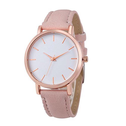 Xinantime Relojes Pulsera Mujer,Xinan Cuero PU Acero Inoxidable Analógico Cuarzo Reloj (Rosa)