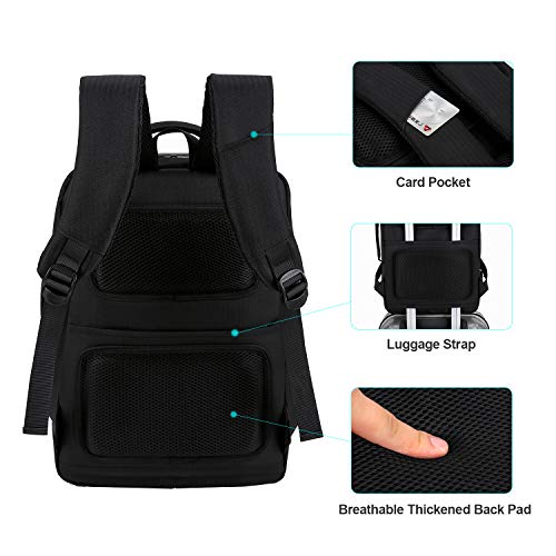 Xnuoyo 15.6 Pulgadas Antirrobo Mochila Portátil, Gran Capacidad Mochila Ordenador Portatil Resistente al Agua con el Puerto de Carga USB para Hombre Mujer Oficina Trabajo Diario Negocio (Negro)