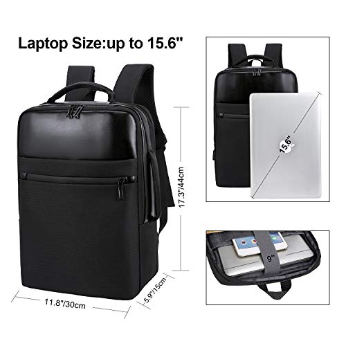 Xnuoyo 15.6 Pulgadas Antirrobo Mochila Portátil, Gran Capacidad Mochila Ordenador Portatil Resistente al Agua con el Puerto de Carga USB para Hombre Mujer Oficina Trabajo Diario Negocio (Negro)