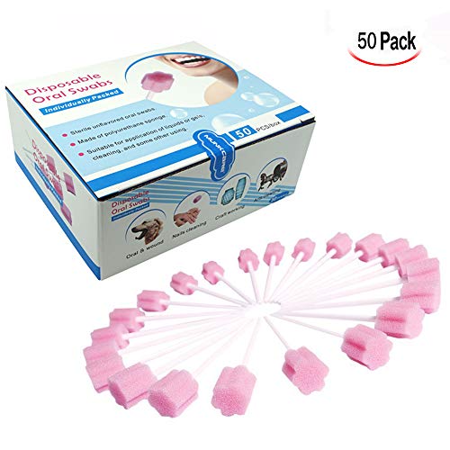 Xrten 50 Pcs Esponja Desechable para el Cuidado Oral, Limpieza de Boca Dientes higiene buco-Dental