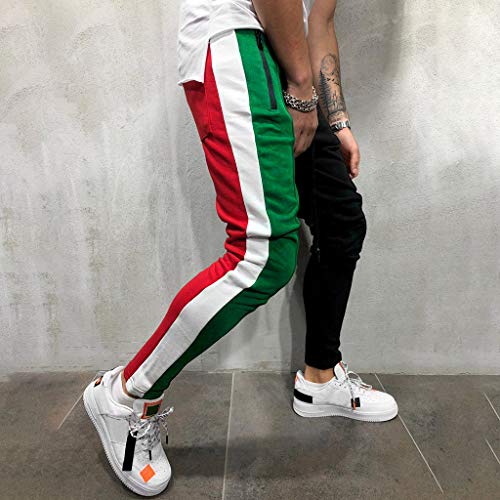 YanHoo Pantalones de Hombre Moda Masculina Personalidad Casual Color sólido Pantalones Deportivos Cinturones de Amarre Pantalones de chándal Sueltos Ocasionales Pantalón con cordón