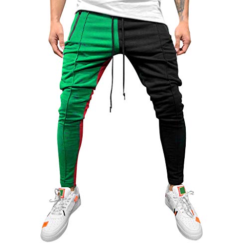 YanHoo Pantalones de Hombre Moda Masculina Personalidad Casual Color sólido Pantalones Deportivos Cinturones de Amarre Pantalones de chándal Sueltos Ocasionales Pantalón con cordón