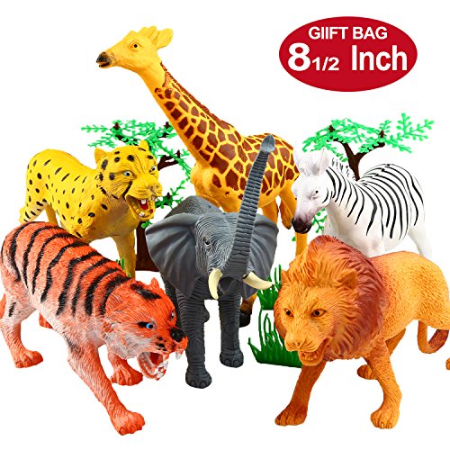 YeoNational&Toys Figuras de Animales, Colección de Animales de Juguete DE 20 cm, Muñecos Salvajes de Jungla de Plástico Realistas para Estimular el Aprendizaje o Regalo de Fiestas para Niños - 12 uds