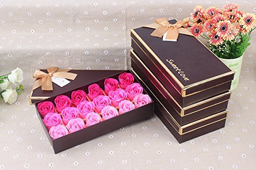 YIQI 18PCS Jabón Rose Flower - Jabón perfumado Flora Rose Flower - Jabón de aceites Esenciales de Plantas, Regalo para Aniversario/Cumpleaños/Boda/Día de San Valentín (Rose Red)